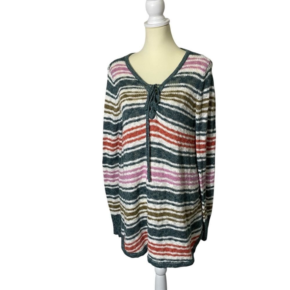 Natural Reflections Striped Knit Sweater Tunic Women's Size Large